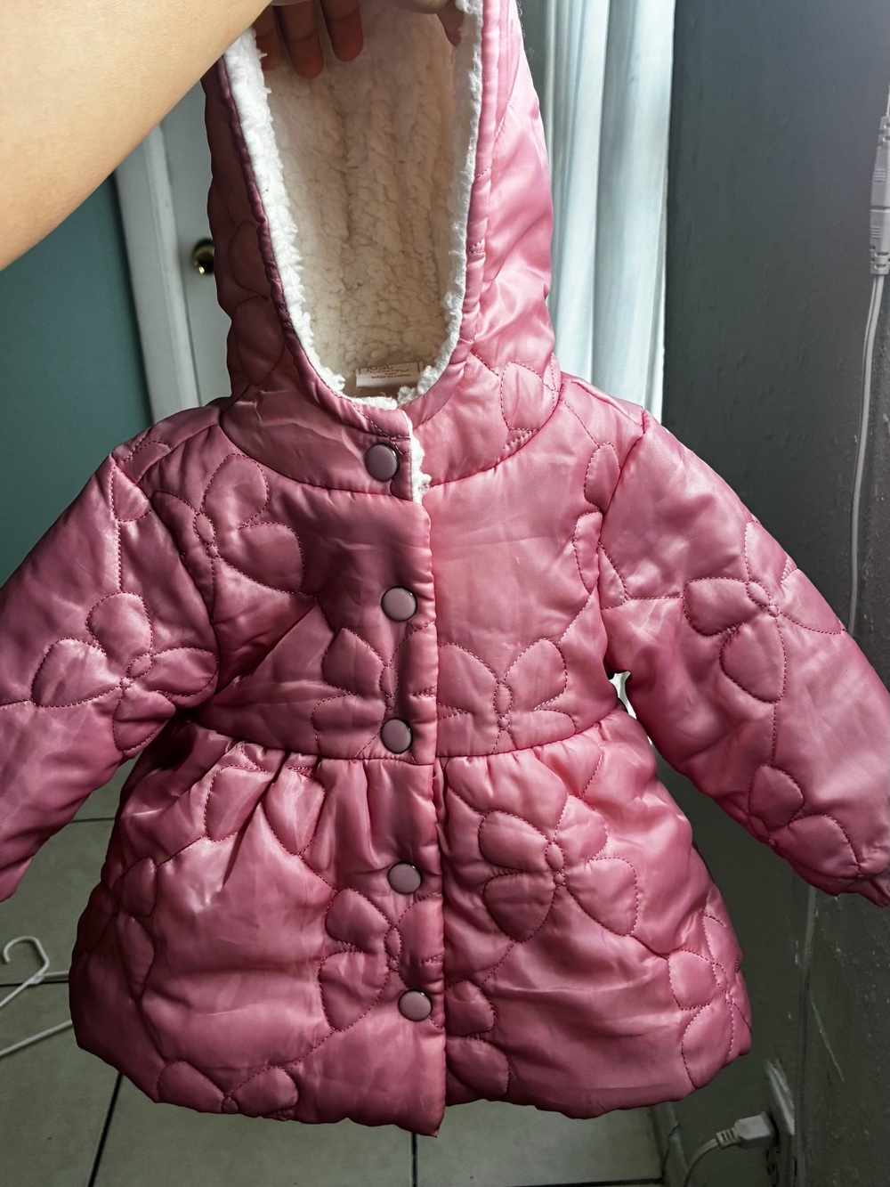 Girls' Pink Quilted Hooded Winter Coat